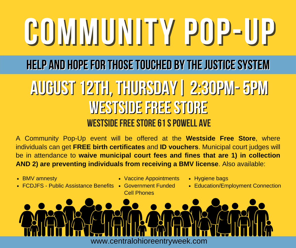 archreentry's tweet photo. Do you know anyone who might benefit from the services listed below? Tell them to join us at  Westside Free Store, 61 S Powell Ave, on August 12th, Thursday from 2:30pm - 5pm. https://t.co/gkcUbT7kJR