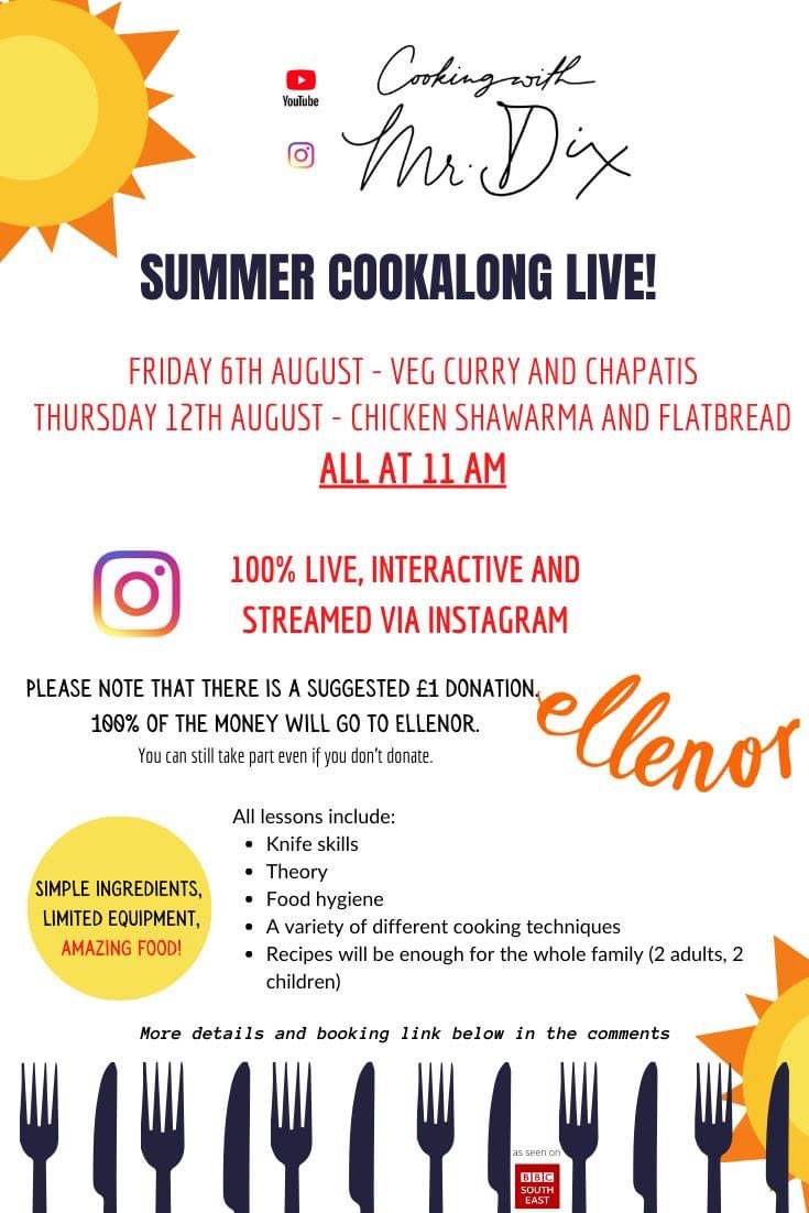 Join me this Friday 6th at 11am for homemade veg curry and chapatis. Click the link below to register for the ingredients.  
eventbrite.co.uk/e/summer-cooka…