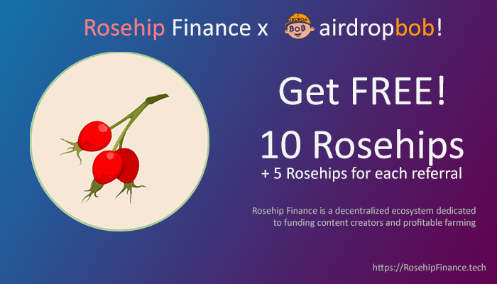 RosehipFinance's tweet photo. ⚡️ Rosehip Finance x airdropbob!

🔥 Get free Airdrop!

https://t.co/5KalJYiVyY

#Airdrop #cryptocurrency #TokenSale #BSC #RosehipFinance #Airdrops https://t.co/b6NbG3XSUq