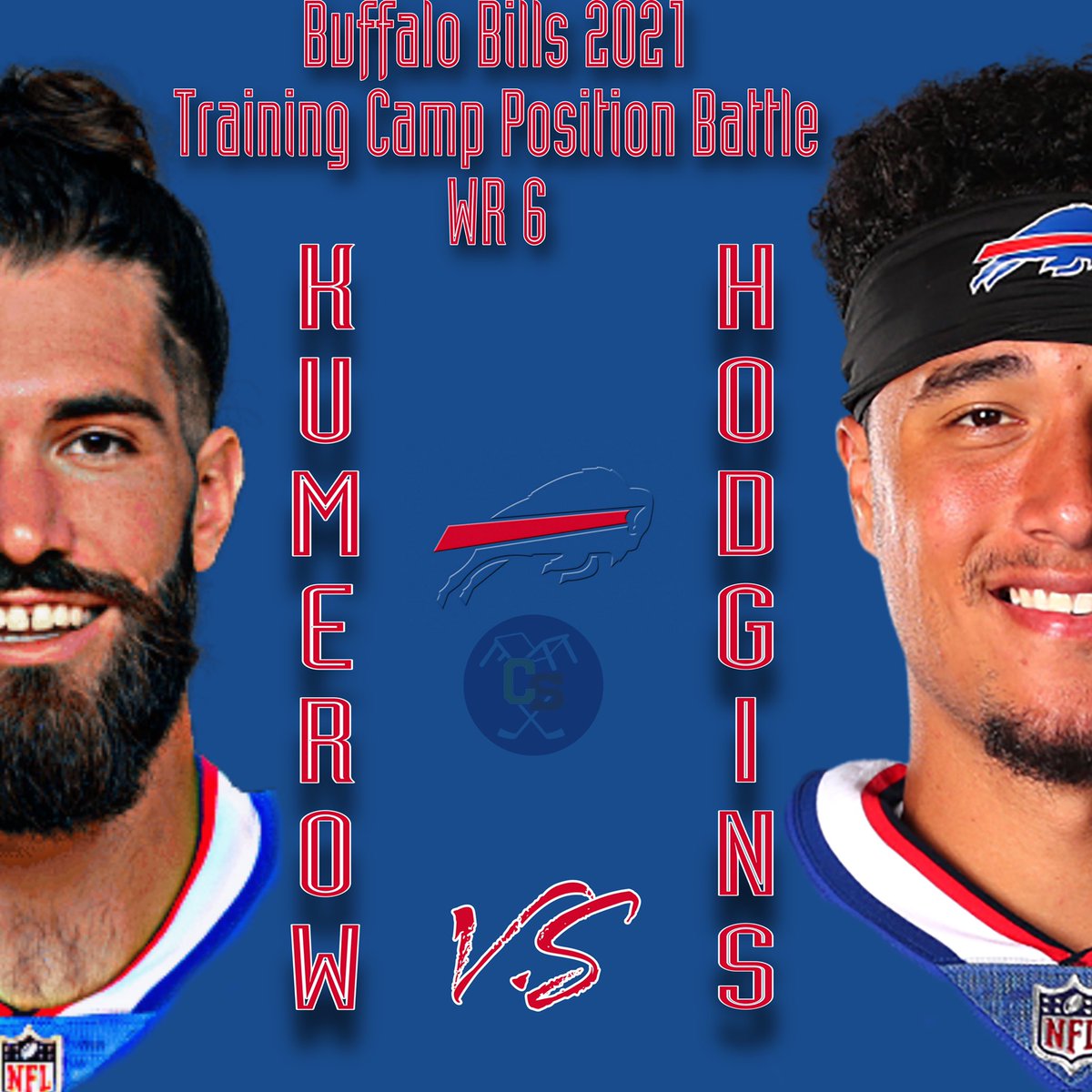 cripplingsports's tweet photo. With Kumerow and Hodgins vying for the last Wr spot , Do you think Touchdown Jesus will Bless himself with the last spot or will Hodgins Will use his sure hands to catch the last spot #jakekumerow #Isaiahhodgins #CripplingSports #BuffaloBills #BillsMafia https://t.co/2CjaL0L5vO