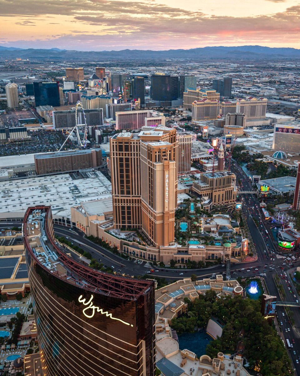 Sunset view of the Las Vegas Strip. 