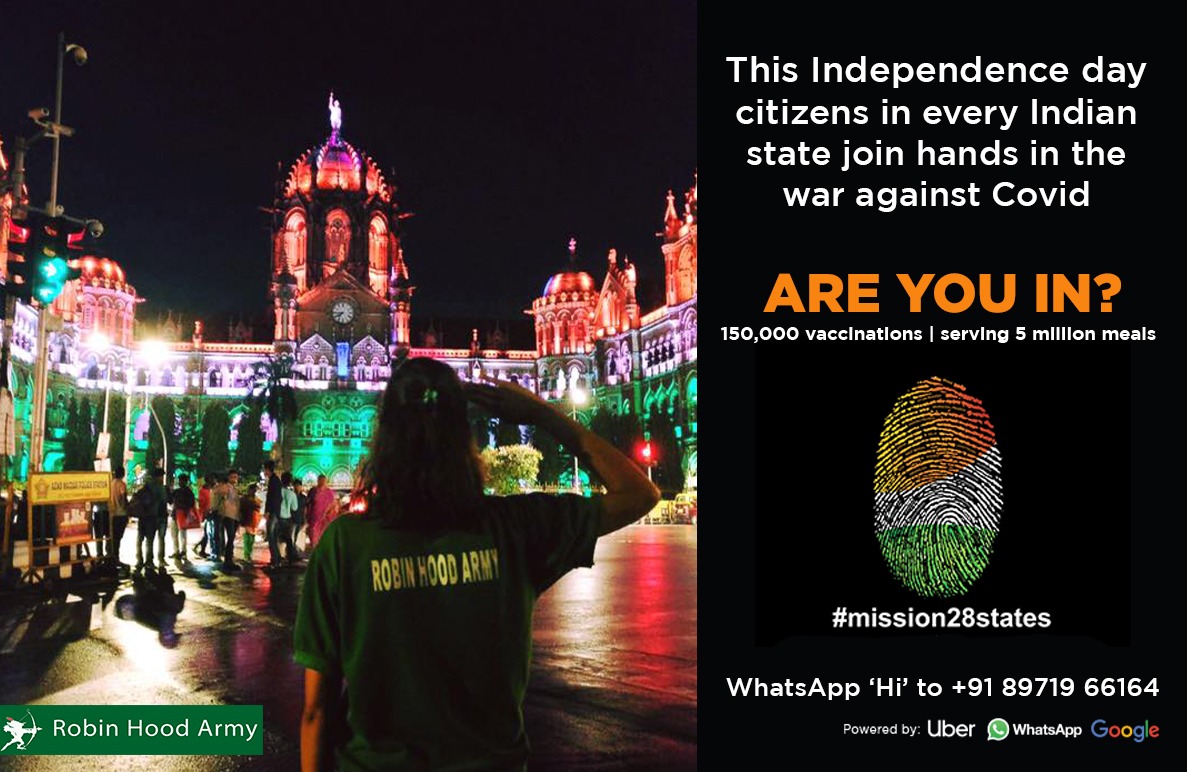rha_india's tweet photo. . @Pvsindhu1 @mirabai_chanu @LovlinaBorgohai you have truly shown us what it means to raise the flag higher and this I-Day we will make you proud.

Join us in our mission to vaccinate 150K fellow Indians &amp; serve 5 million meals! 🇮🇳💪💚

#MIssion28States #RobinhoodArmy https://t.co/raEMP5u0t7