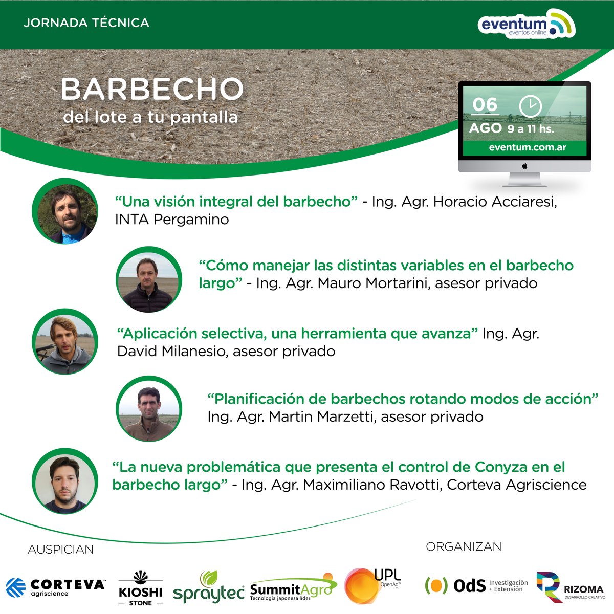 CortevaARG's tweet photo. 🌐EVENTUM | Te invitamos a participar de la charla: La nueva problemática que representa el control de Conyza en el barbecho largo." #Pixxaro.

👤 Ing. Agr. Maximiliano Ravotti, del equipo @CortevaARG.

🗓️ Mañana.
🕒 9 a 11 h.
💻 Inscripción en https://t.co/uCAjdJQLoq https://t.co/1tWIWhZbMN