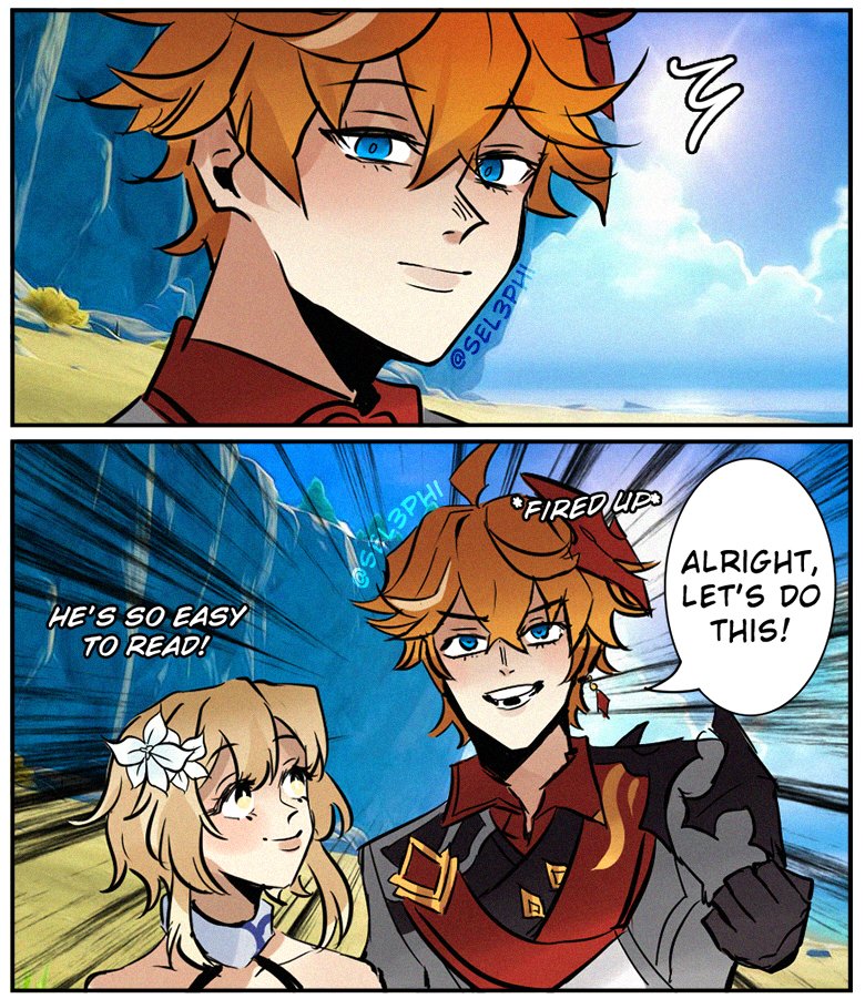 "Let's conquer the sea!" (1/2) 

*dialogues are translated from Childe's extended birthday letter #chilumi #タル蛍 