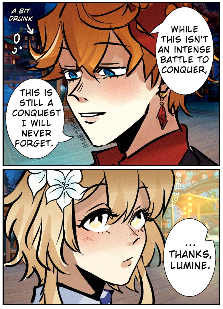 "Let's conquer the sea!" (1/2) 

*dialogues are translated from Childe's extended birthday letter #chilumi #タル蛍 