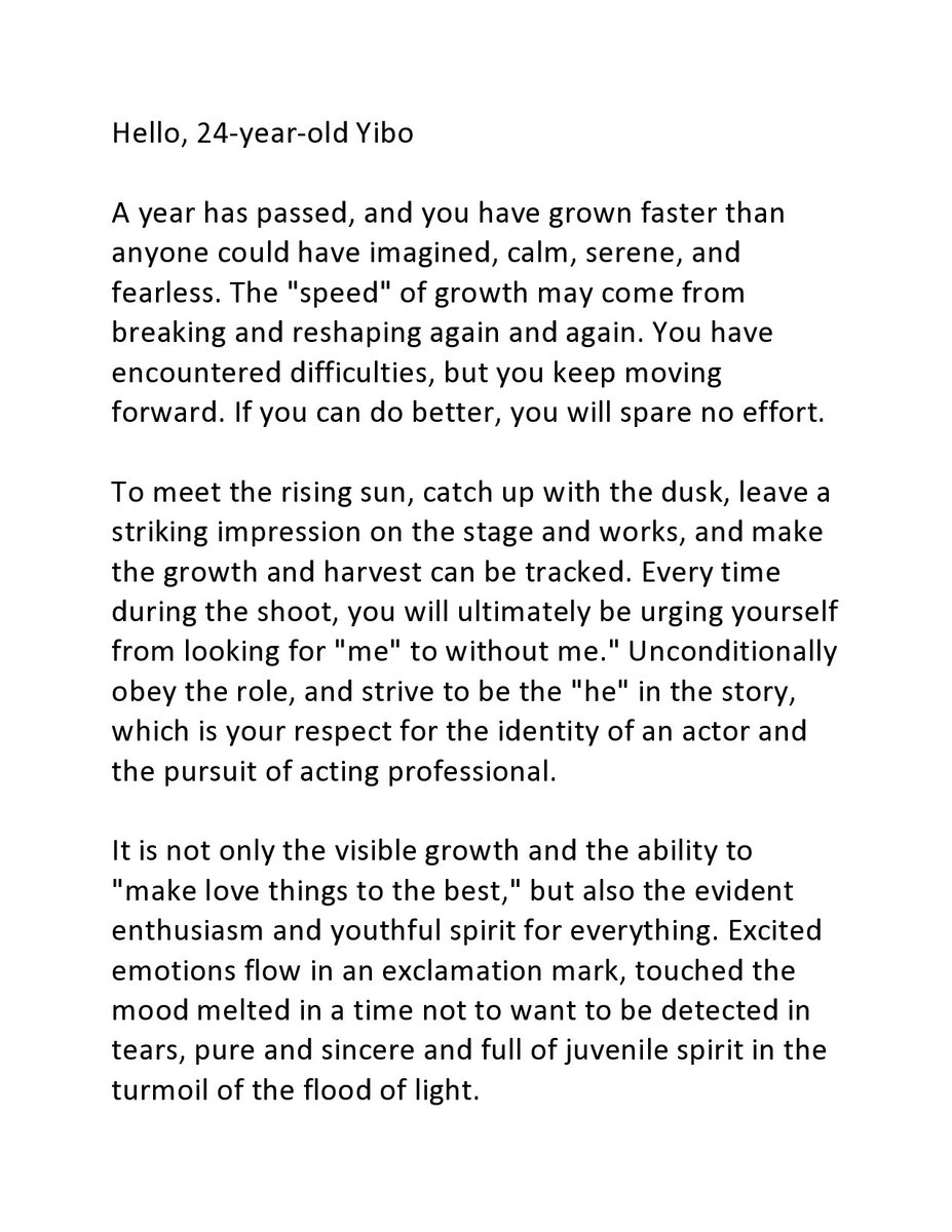 BoXiaoCNSub's tweet photo. [English translation] Yibo official weibo for Wang Yibo’s 24 birthday https://t.co/4Dwi46rIMT