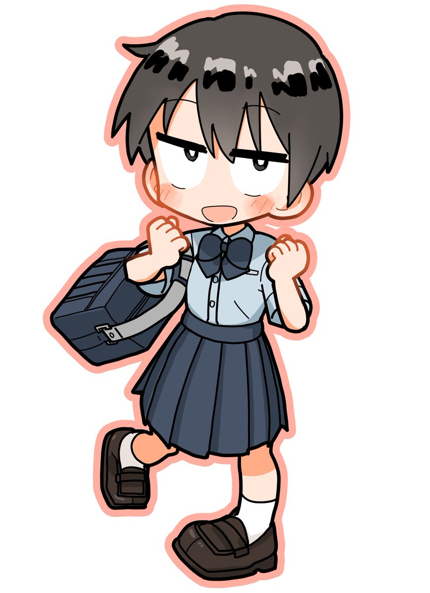 1girl skirt solo school uniform bag short hair school bag  illustration images