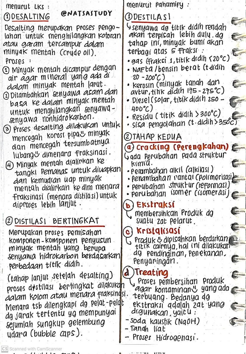 natsastudy's tweet photo. Catatan Kimia Minyak Bumi kelas 11. Maaf aku lupa sumber nyatetnya dari mana aja karena banyak :( https://t.co/530vJwGR7Q