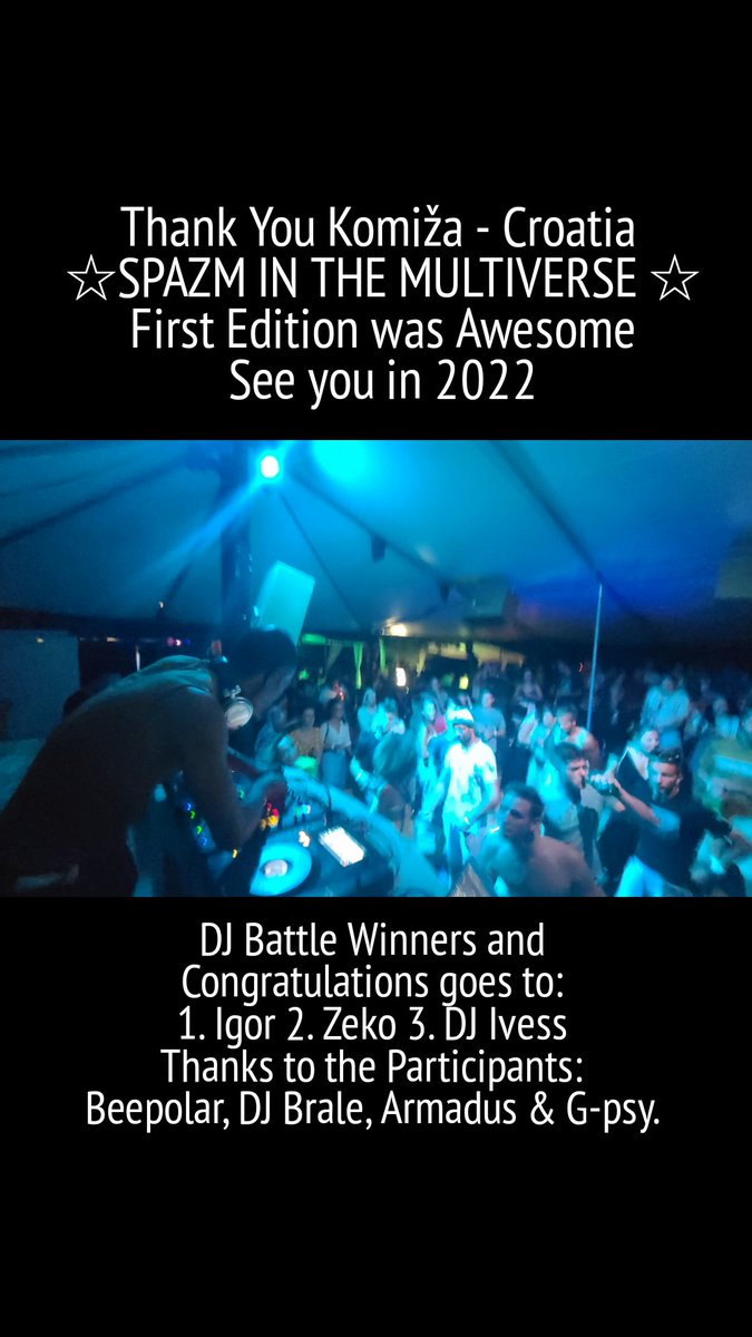 polpstream's tweet photo. Thank you #komiża #Croatia the First Edition of ☆SPAZM IN THE MULTIVERSE☆ was kickin!
#events #panels #djbattles #workshop #SpazmInTheMultiverse #deephouse #house #techhouse #techno #nudisco #Lofi #powerofloveproductions https://t.co/RLLOXSb7zY