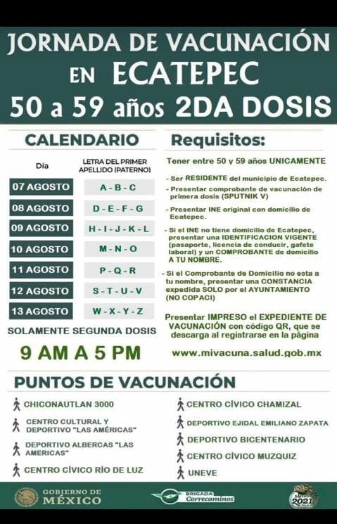 mapachux's tweet photo. @aperezcanedo  calendario de vacunación segunda dosis ecatepec https://t.co/eu3zLvEimz