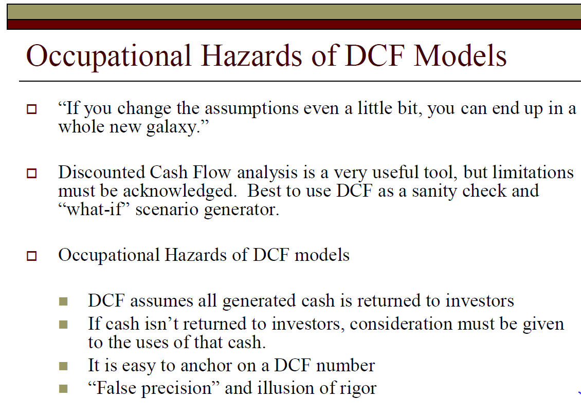 PenderFelix's tweet photo. @mjmauboussin @matt_levine Agreed in theory. The challenge is how to apply it practice. There is a lot of false precision in finance. DCFs can lead to more trouble than benefit, as rightly outlined in this article. I sometimes think back to 
this "Hubble Telescope" slide. https://t.co/qwh5FLFAV2