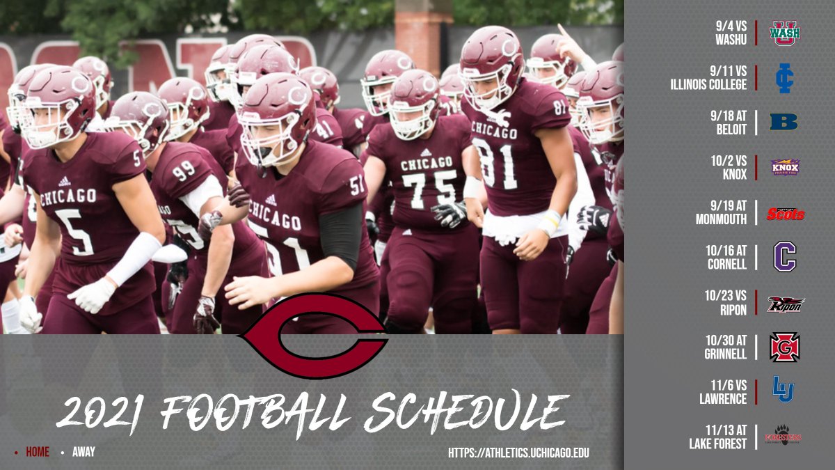 UChicagoFB's tweet photo. 1⃣ MONTH FROM TODAY WE OPEN THE 2021 MAROON FOOTBALL SEASON!🏈Excited to get back on the field again! #maroonmade https://t.co/I7F1g37Sha