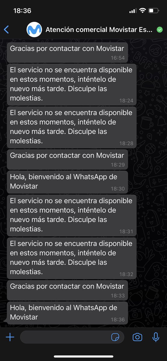 sergioloras's tweet photo. @movistar_es Buenas Raúl. Mi consulta/petición es que me dejéis de mandar whatsapps diciendo que vuestro servicio de whatsapp no está disponible… https://t.co/QP1z2TgjFS