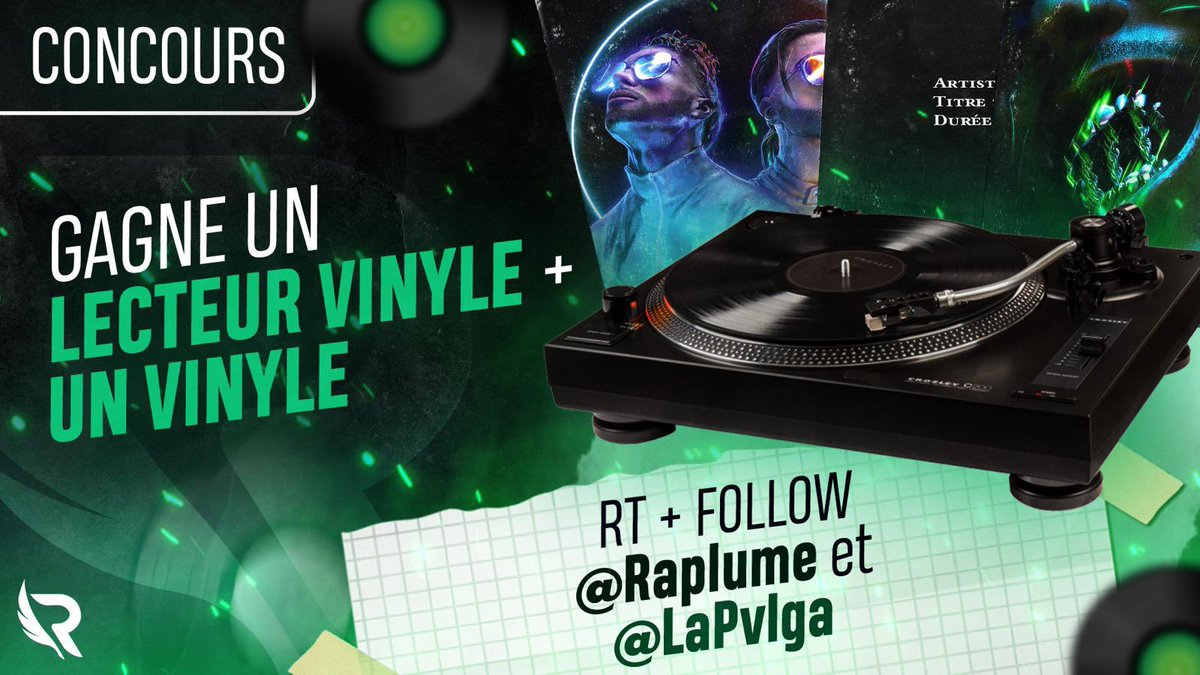 LaPvlga's tweet photo. 🚨CONCOURS

Gagne un lecteur vinyle + un gros disque de ton choix !

RT + Follow @Raplume et @LaPvlga 

T.A.S : dans 1 semaine https://t.co/Tbh3kJwBTz