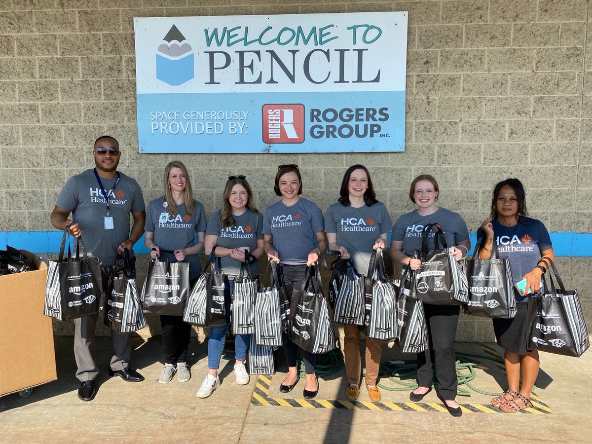 These awesome <a href="/HCAhealthcare/">HCA Healthcare</a> volunteers helped deliver over 300 bags of teacher supplies to HCA Healthcare’s four partner high schools – <a href="/CaneRidgeHS/">Cane Ridge HS</a> <a href="/HillwoodHS/">Hillwood High School</a> <a href="/OvertonMNPS/">Overton High School</a> &amp; <a href="/PearlCohnHS/">Pearl-Cohn</a>. Thanks for supporting <a href="/PENCIL4Schools/">PENCIL</a> Together 4 Teachers initiative!📝#CareLikeFamily