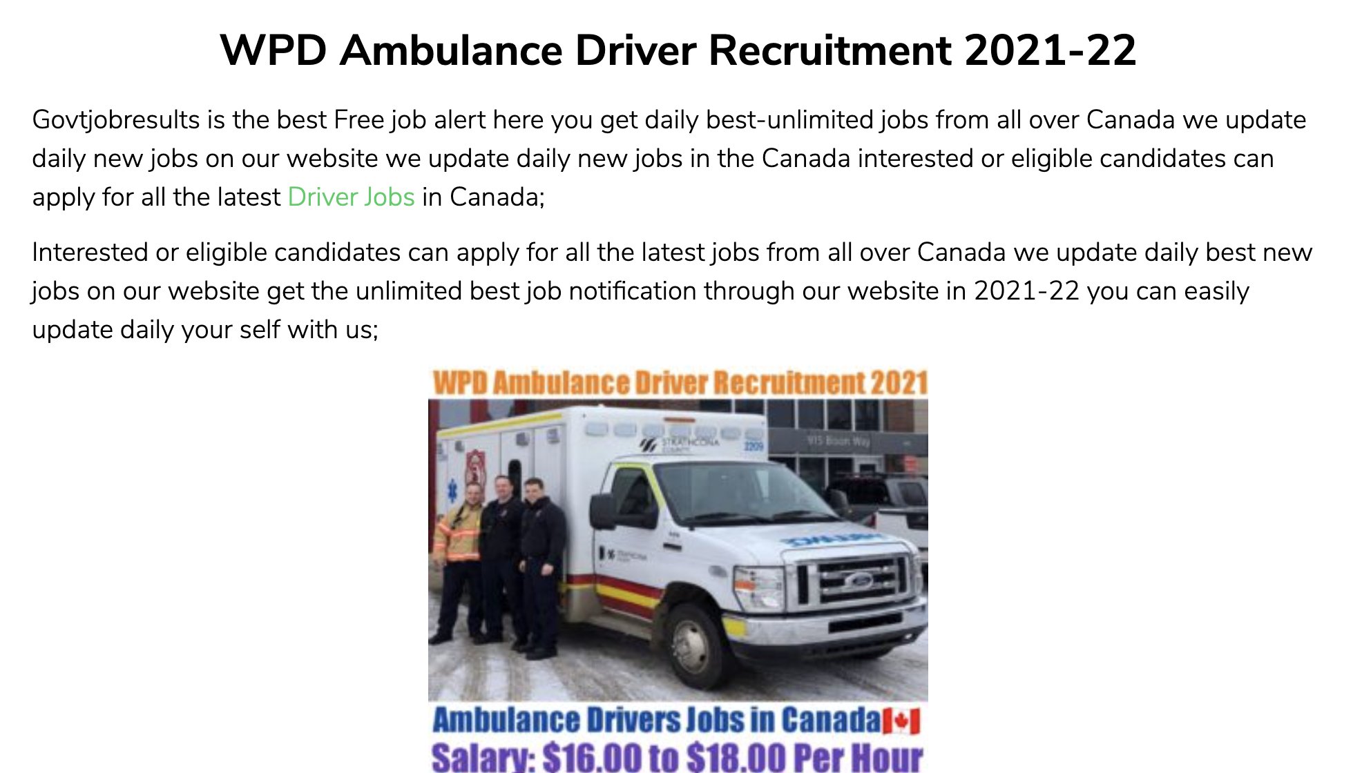 WPD Ambulance on X: &ldquo;We were recently made aware of a public job 