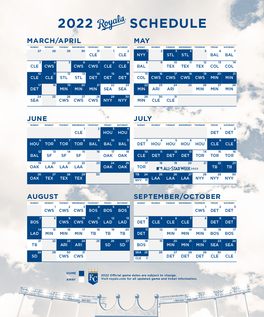 Royals 2022 Schedule Pdf Kansas City Royals On Twitter: "Mark You Calendars, Here's The First Look At Our 2022 Season Schedule. #Togetherroyal Https://T.co/Bjqhholzez" / Twitter