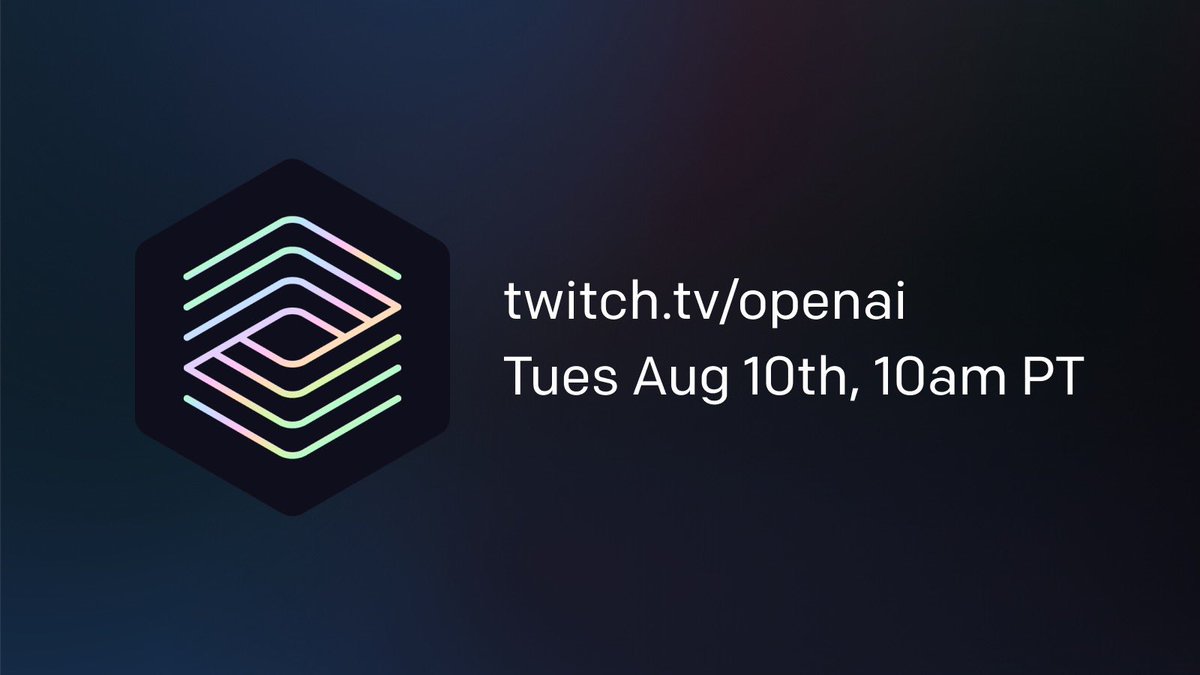 OpenAI's tweet photo. Live demo of the next generation of OpenAI Codex, our AI that writes code, on Twitch at 10am PT, Tues Aug 10th. 👀 https://t.co/CRx0goxVrh https://t.co/ETLdBmb0Xc