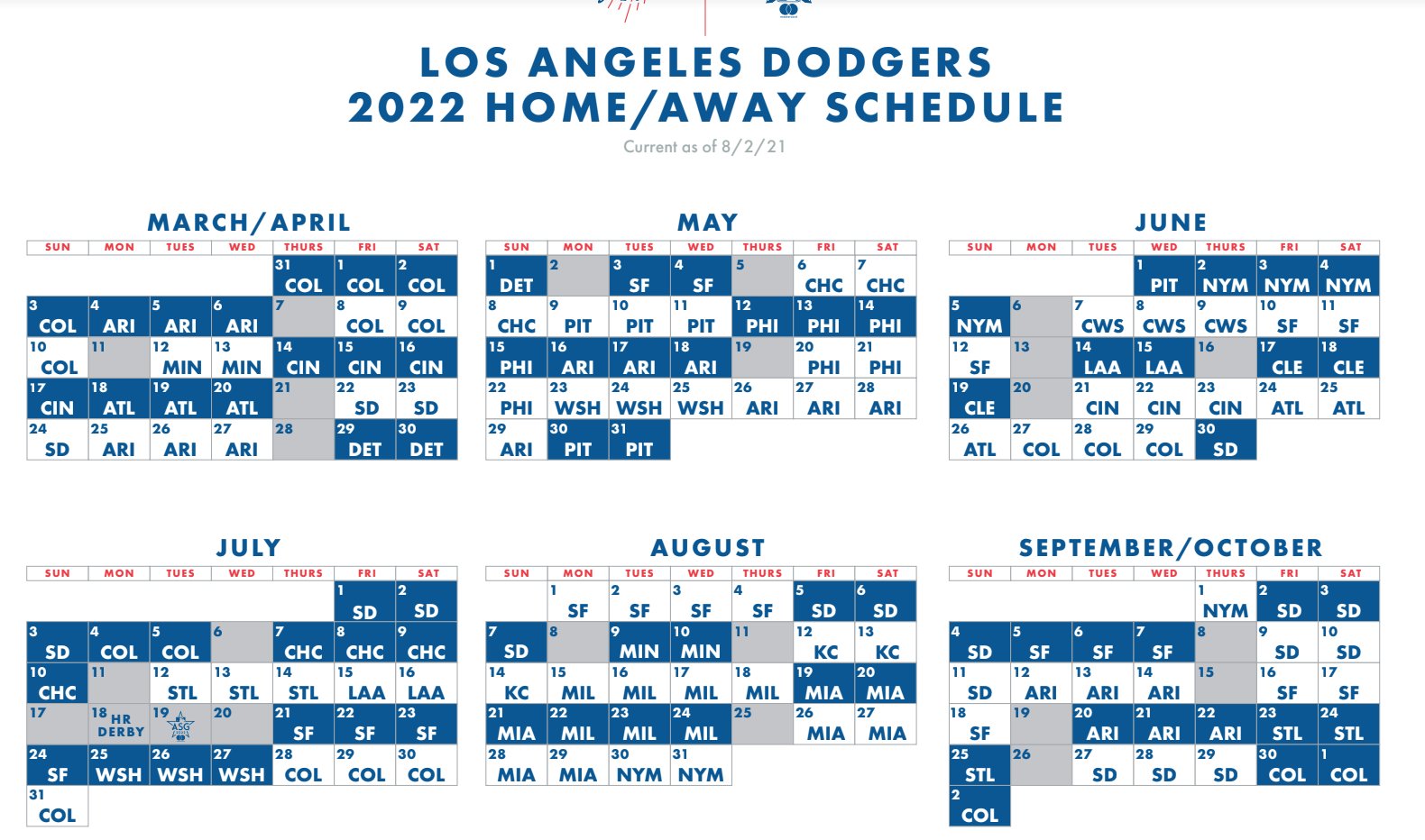Fabian Ardaya On Twitter: "The Dodgers 2022 Schedule Has Been Released.  Https://T.co/Enhxol33Rk" / Twitter