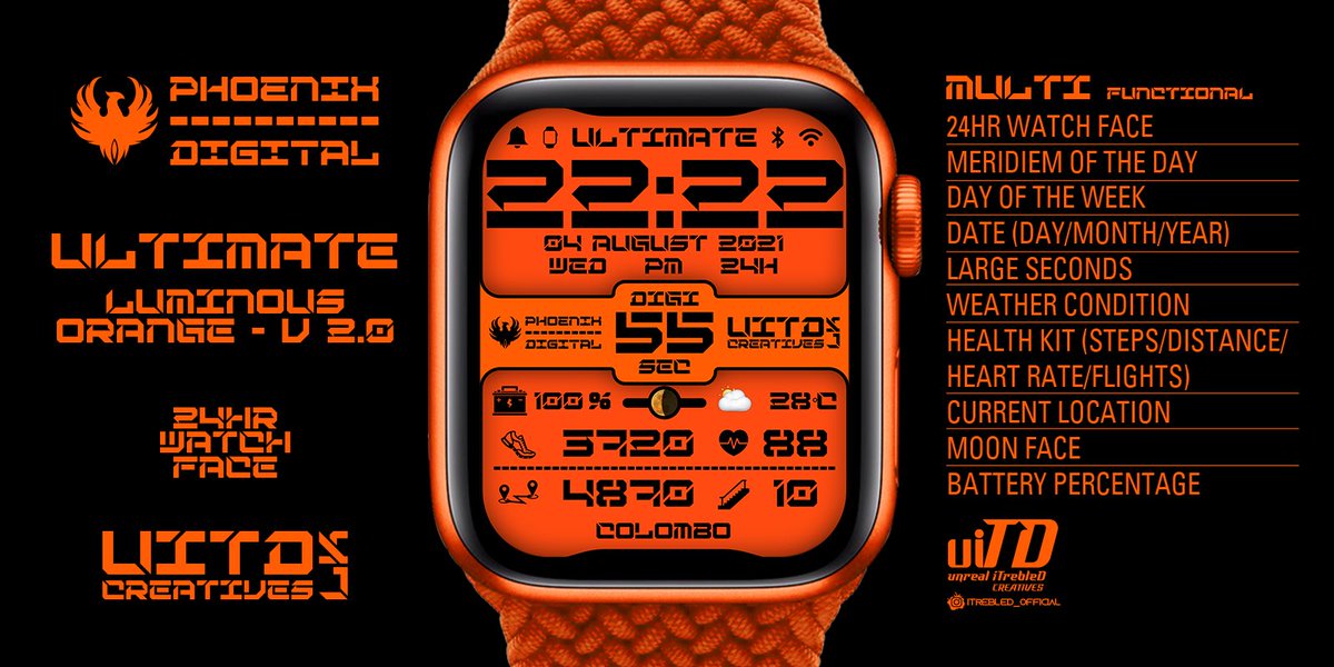iTrebleD's tweet photo. Now available
Phoenix Digital OV24

https://t.co/0l1dcoStjk

#AppleWatchFaces #AppleWatch #AppleWatchSeries3 #AppleWatchSeries4 #AppleWatchSeries5 #AppleWatchSerie6 #itrebled #uitdcreatives #watchart #nikeapplewatch #digitalwatch #watchface #watchfacedesign #digital https://t.co/MI6kLVagS9