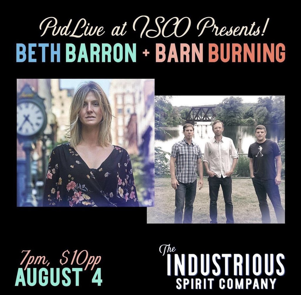 PVDlive's tweet photo. Tonight at ISCO distillery we are honored to host Beth Barron &amp; Barn Burning! 7:00 - 9:00 pm , outdoors, rain or shine.
$10 https://t.co/b0qd0VYtgO