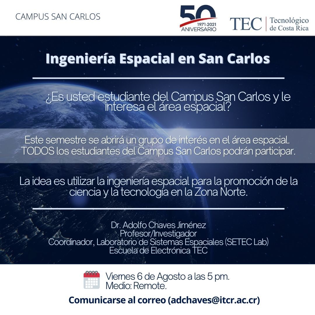 SETECLaboratory's tweet image. Invitación extensiva a todas y todos, estudiantes del Campus Tecnológico de San Carlos del @Teccr