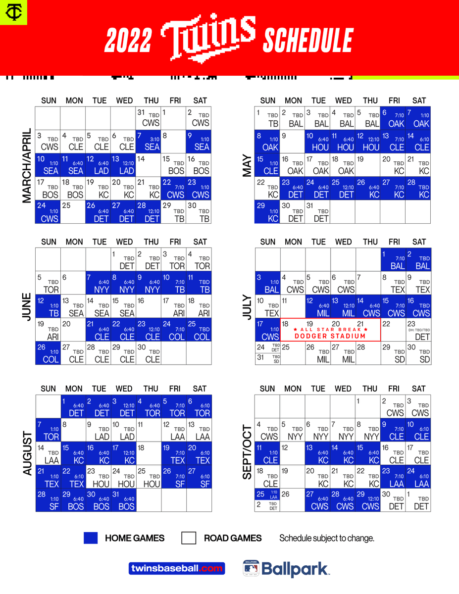 Twins Schedule 2022 - Spring Schedule 2022 Twins Schedule 2022 - Spring Schedule 2022
