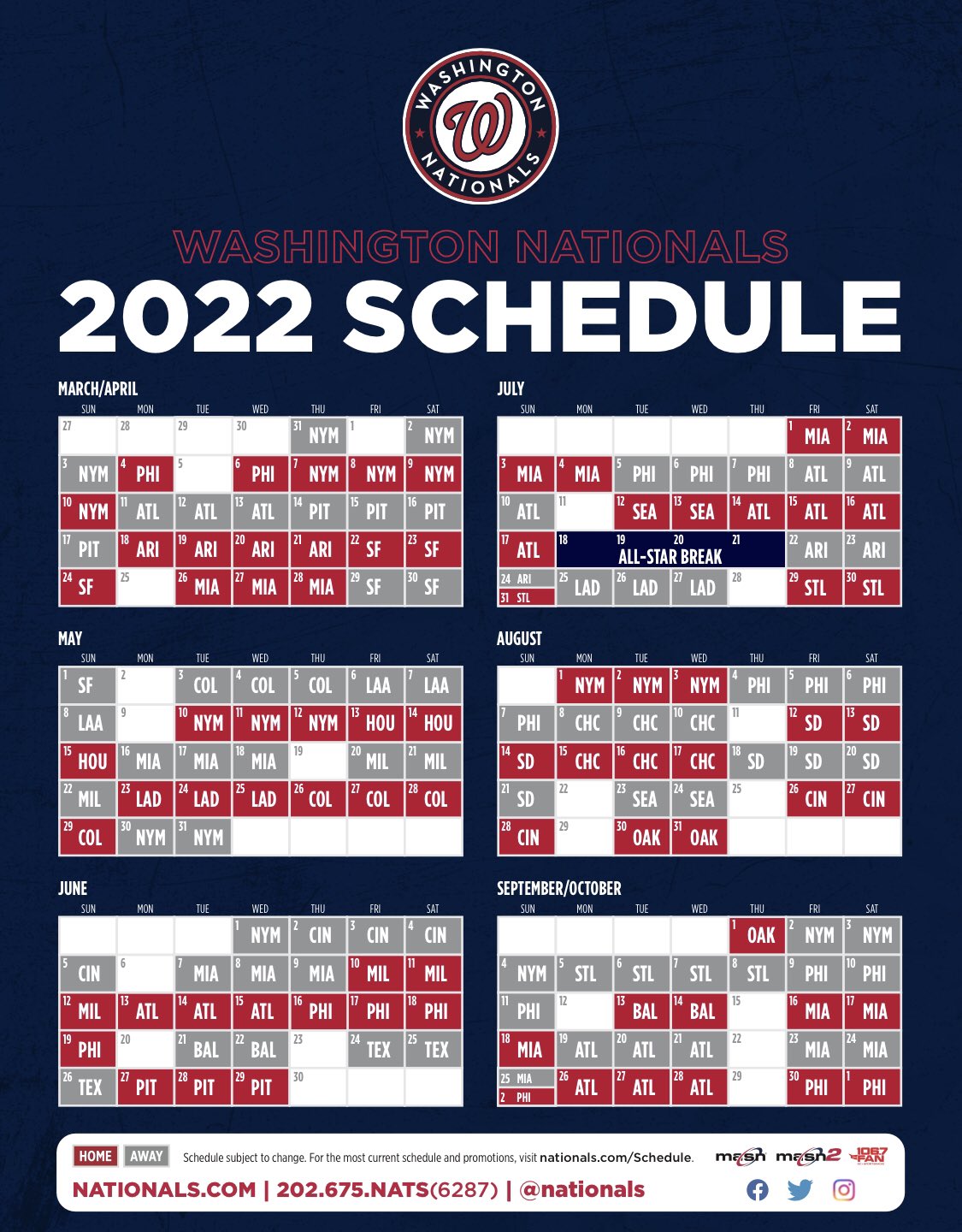 Dan Kolko on Twitter "MLB releases all 2022 schedules. Nats’ schedule