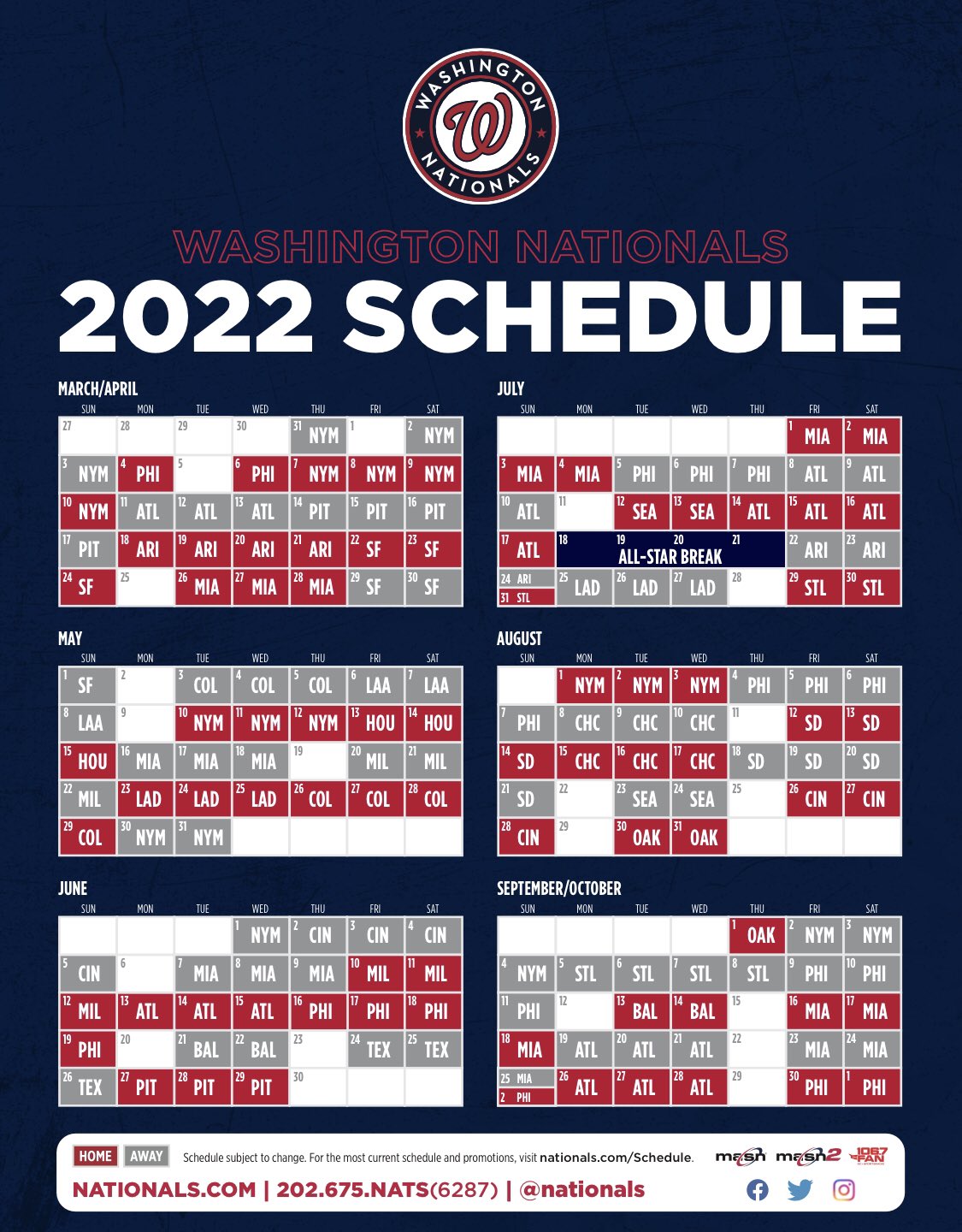 Phillies August Schedule 2022 Dan Kolko On Twitter: "Mlb Releases All 2022 Schedules. Nats' Schedule Is  Below. Open At The Mets; Home Opener Is Vs. Phillies. Play The Al West In  Interleague, But Here's What Stinks -