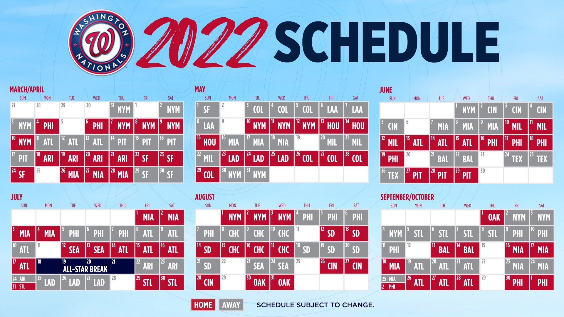 Nationals Schedule 2022 Washington Nationals On Twitter: "Ladies And Gentlemen… …The 2022  Washington Nationals Regular Season Schedule! #Natitude  Https://T.co/Hu2Kutahyj" / Twitter