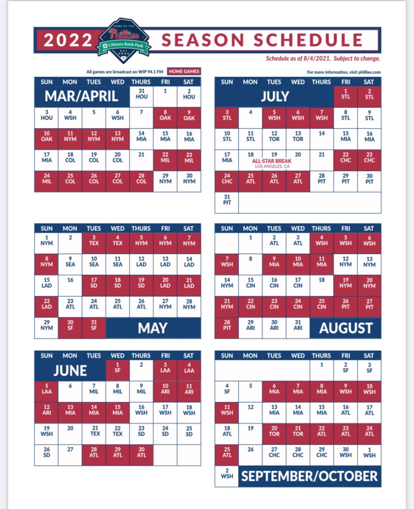 Phillies 2022 Schedule