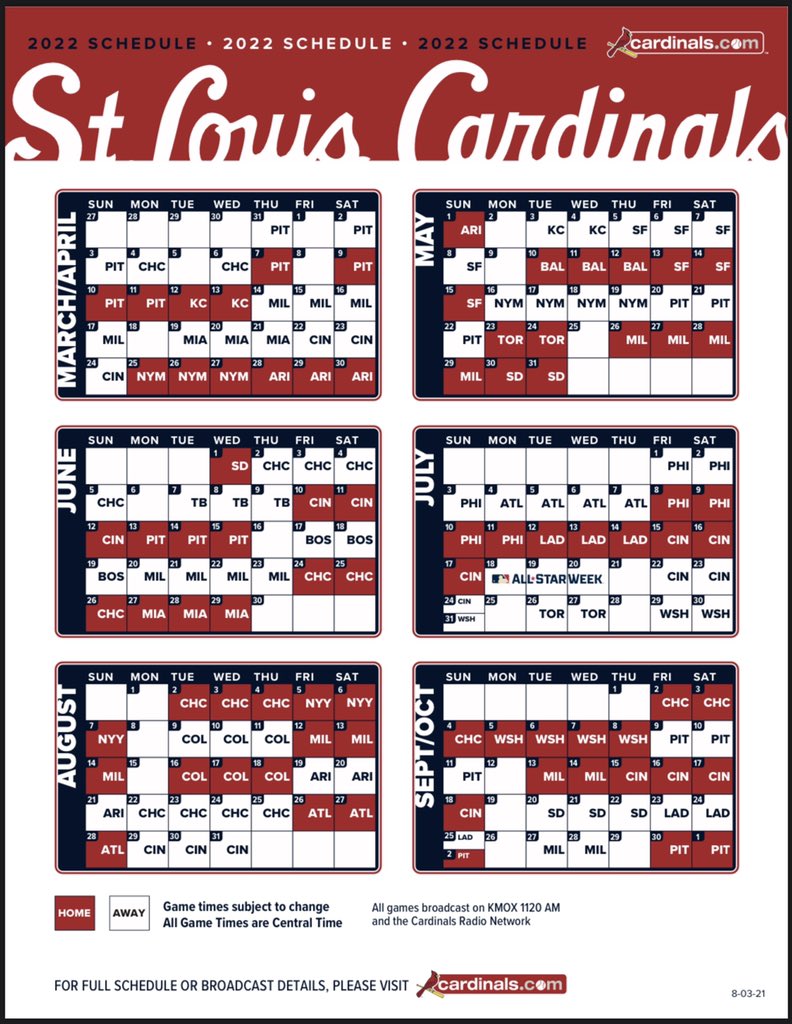 Derrick S Goold On Twitter The Full Cardinals 2022 Schedule Https T Co Npd4fulfbd