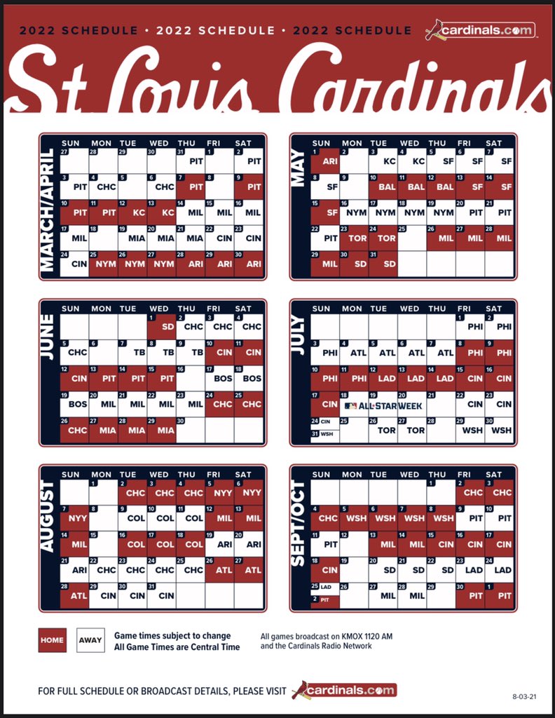 Derrick Goold on Twitter "The full Cardinals 2022 schedule … https