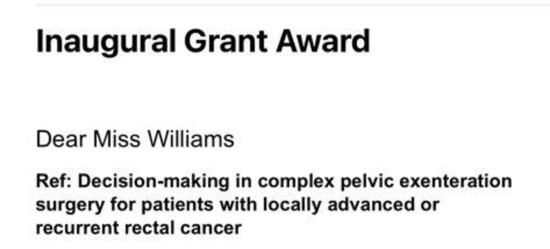 Huge congratulations to Anwen Williams on receiving her 1️⃣st research grant 👏🏽👏🏽👏🏽 Thanks @BowelResearch for the support #proudPhDsupervisor @SwanseaCRECT @evanscolorectal @deanharris81 Looking forward to continuing this work with @NatsWoodward @claire_taylor22 @DeeGeeee