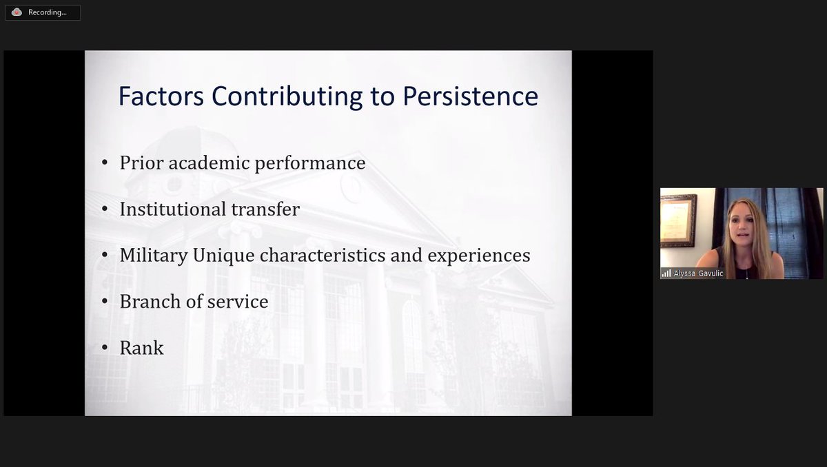 Check out Wedemeyer Award winner Alyssa Gavulic's presentation on factors contributing to persistence!  <a href="/UWDEPD/">UW-Madison Distance Teaching & Learning (DT&L)</a> #UWdtl