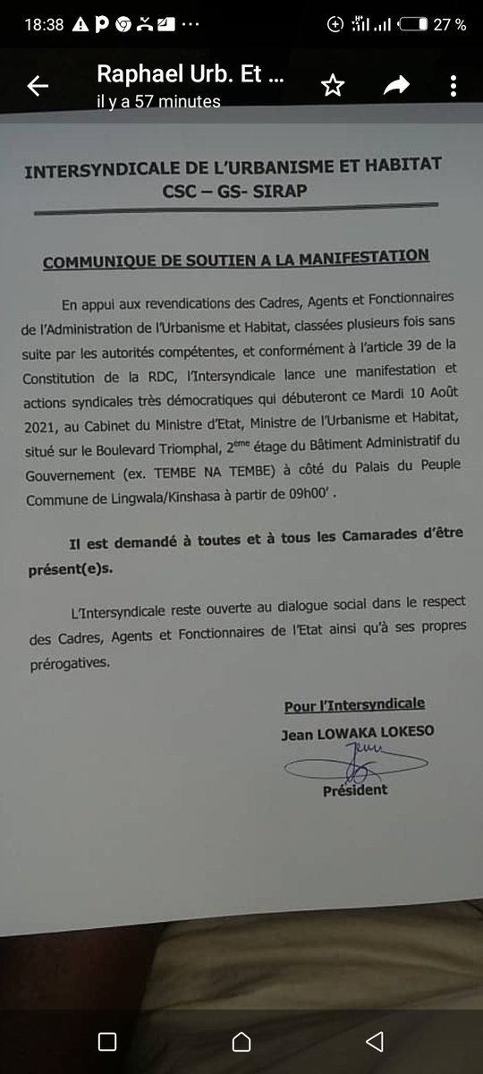 Minetat Urb et Hab : Nous réclamons nos cartes bleues, nos primes pour Fonctions spéciales et spécifiques, nos rétrocessions, etc.