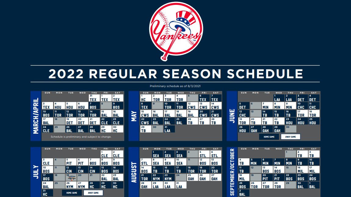 James Smyth on X: MLB always does this ridiculously early, but 2022  Yankees schedule:  / X