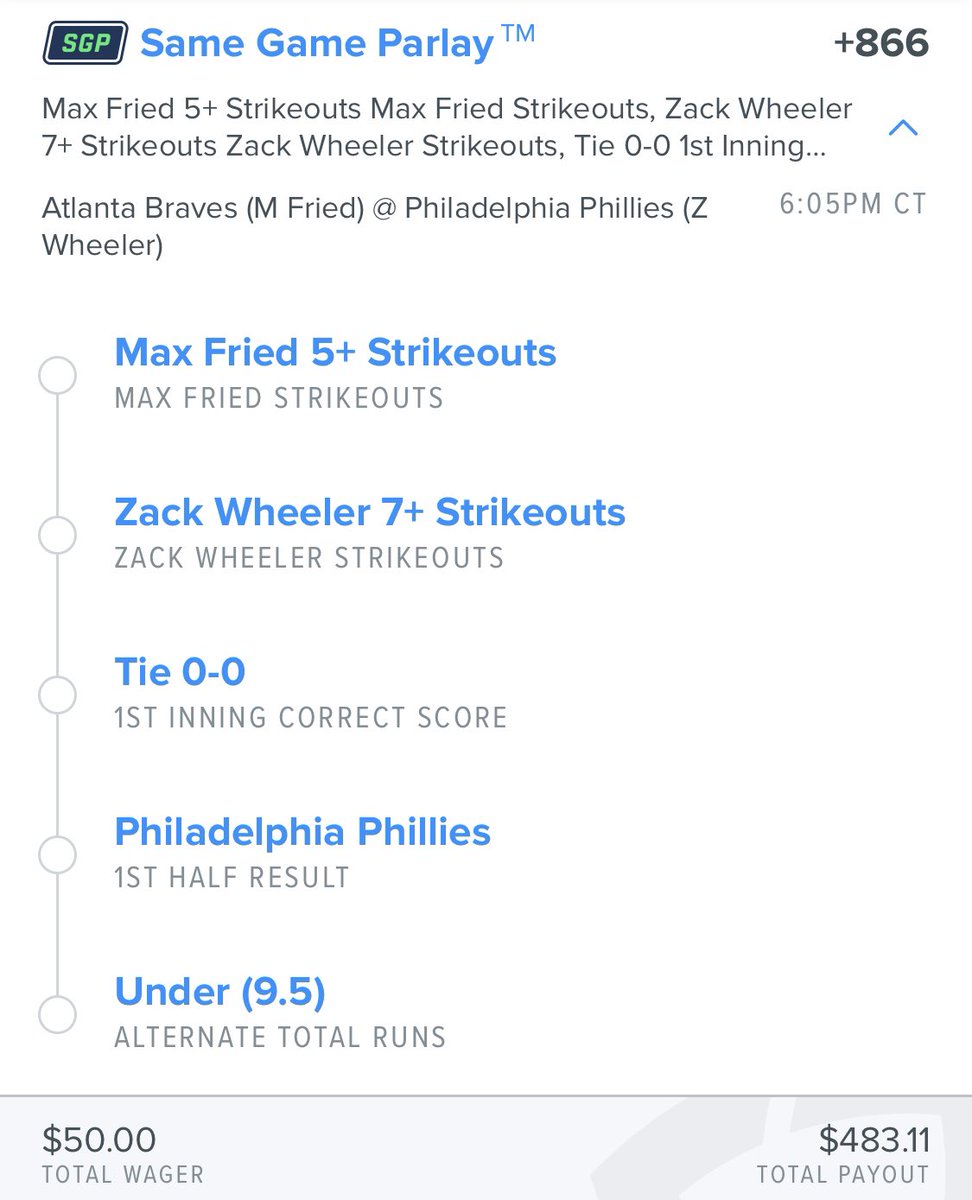 Tim73255684's tweet image. 1-1 on the Cubs game but plus money makes money. 2 more SGP’s for the braves/phillies.