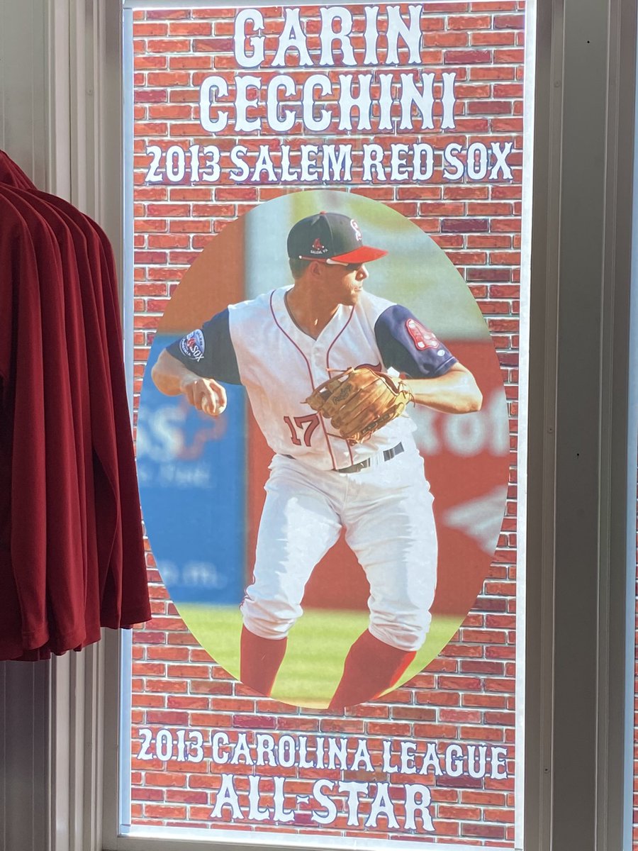 Down at @salemredsox and saw this in the window. Brought back a lot of great memories provided by @GarinCecchini #FansForLife