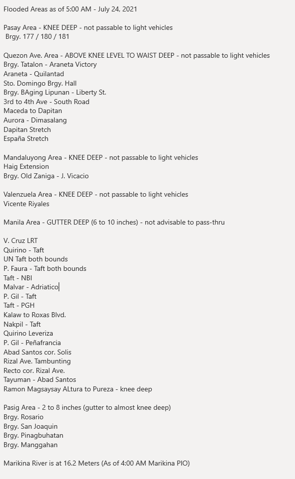 MMDA's tweet photo. MMDA FLOOD ALERT: As of 5:00 AM. #mmda https://t.co/C4vKXXh9er