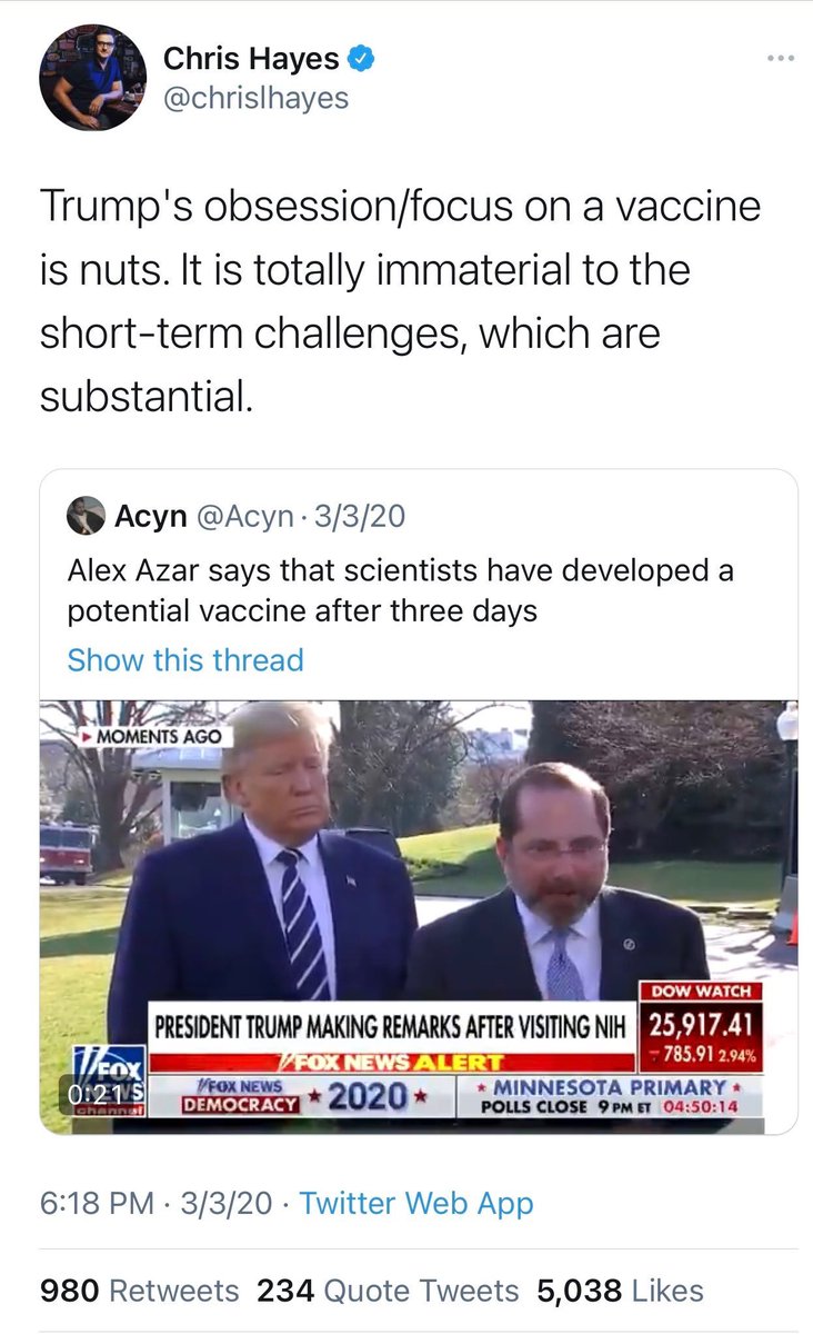 DanCrenshawTX's tweet image. Next-level gaslighting by the left and their friends in the press who want everyone to forget that they were undermining public trust in a vaccine before it was even developed.