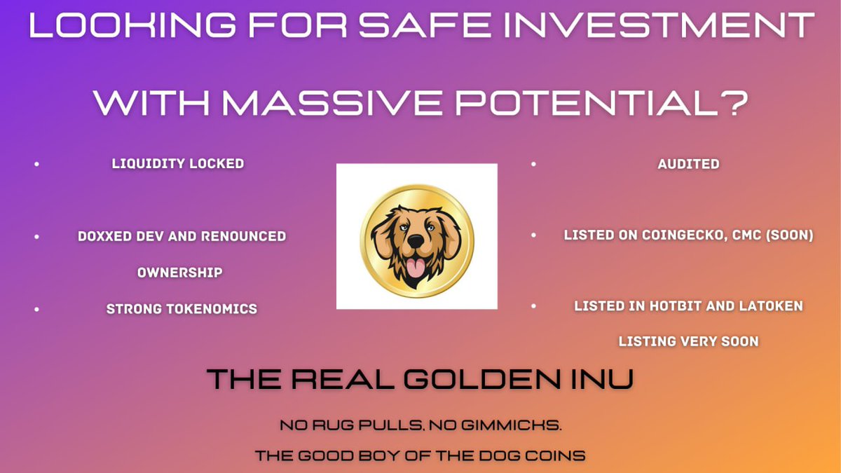 <a href="/karenvocals254/">Sheila Karen</a> <a href="/RealGoldenInu/">The Real Golden Inu</a> Check the roadmap and think long term! We are still young, but have moved mountains already 😎

💥Already listed on Hobit and Latoken💥
Don't missout!!
#TRGI #TheRealGoldenInuArmy #TheGoodBoy #Tokyo2020 #altcoin #BSCGem