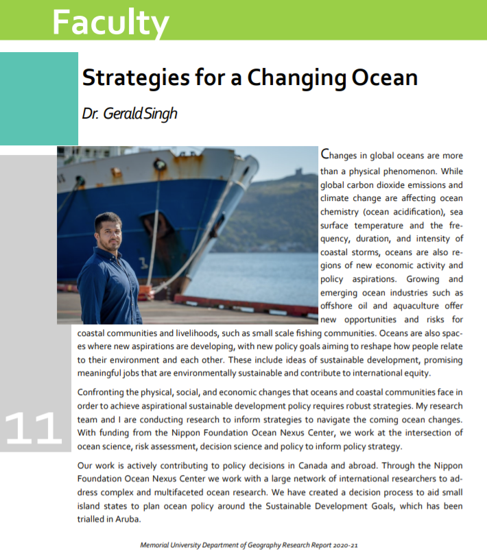 Changing_Ocean's tweet image. 🗣️Check it out ‼️ It's been a busy year for @MUNGeog! Check out the yearly research report linked below (including a piece on Strategies for a Changing Ocean by @YogiGerBear)