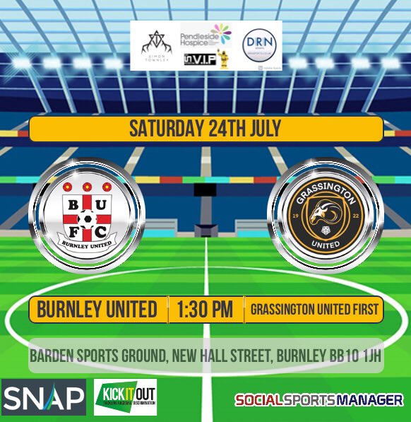 BurnleyUnited's tweet photo. Pre-season continues with a change to the planned opposition, 6 out of 7 now as the season gets closer 😬
⚽️ vs @grassingtonufc
⏰ Sat 24th Jul 1:30pm ko
📍 Barden Sports Ground
BB10 1JH
Bar, refreshments & parking available.
All support welcome !
#InItTogether
#utbu https://t.co/64TuwiU12Y