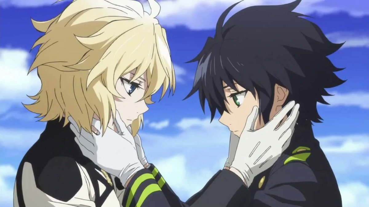 the second couple of the day is yuu and mika from owari no seraph! they are semi canon with confirmed feelings from mika and possible feelings from yuu.