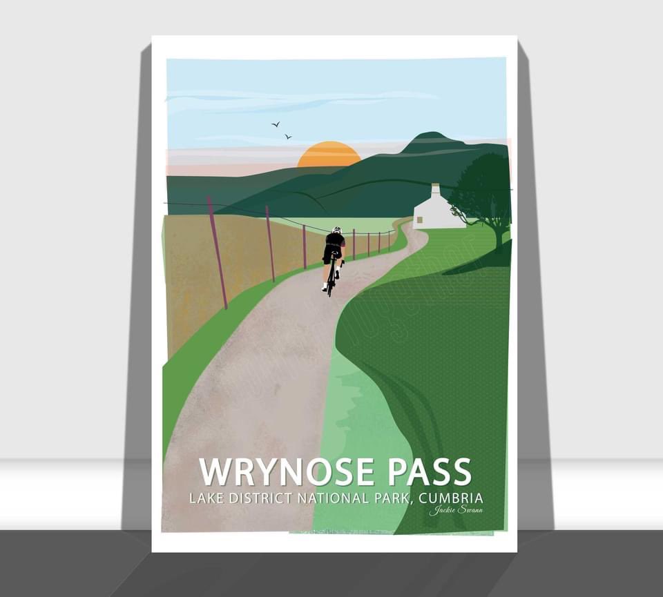 DesignSwann's tweet image. Two new prints available to order from my online store, if you’ve done one of these then chances are you’ve done the other 👍🚵‍♂️🚴‍♀️#cyclinggift #cylingart #wrynose #hardknott jackieswanndesign.co.uk/shop