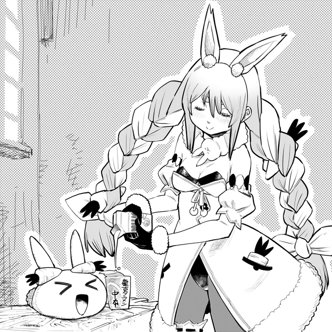 これは、なんにでも牛乳を注ぐぺこらです。 #ぺこらーと 