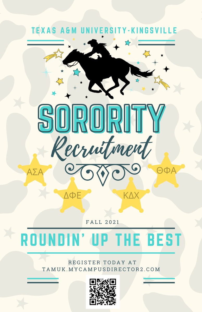 tamukgreeklife's tweet photo. Registration for Fall 2021 Recruitment is now OPEN - Be sure to register through https://t.co/uDh9uOQMsX or scan the QR code! We can’t wait to meet you 🤠🐮 #GoGreek https://t.co/UfuVwAIaz1