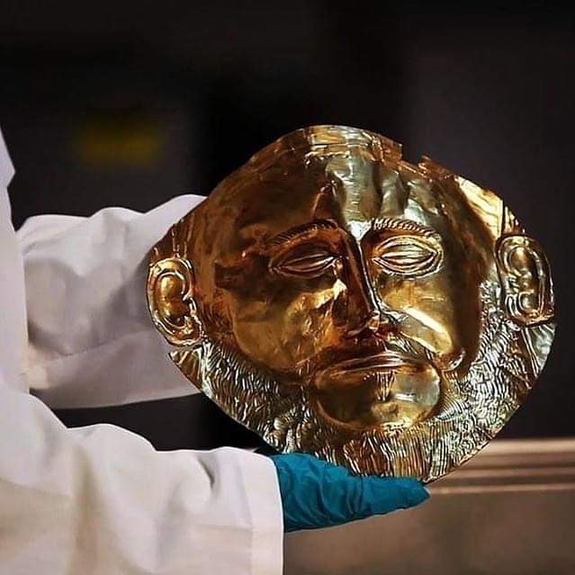 The Mask Of Kng Agamemnon, Bronze Sculpture, Mycenaean Kng Funerary