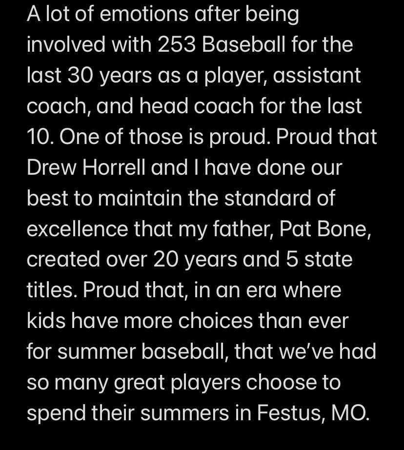zacbone4's tweet photo. It’s been the honor of my life to wear a @253Baseball uniform for the last 30 years.  Now is the time for me to step away as head coach https://t.co/G91MXRi9D7
